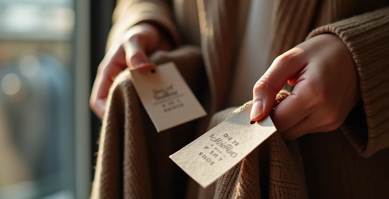 Symbolische Darstellung der Kaufentscheidung zwischen transparentem und zertifiziertem Produkt