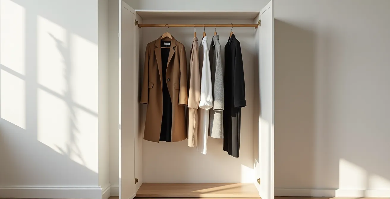 Minimalistische Anordnung klassischer Designerstücke auf hellem Hintergrund