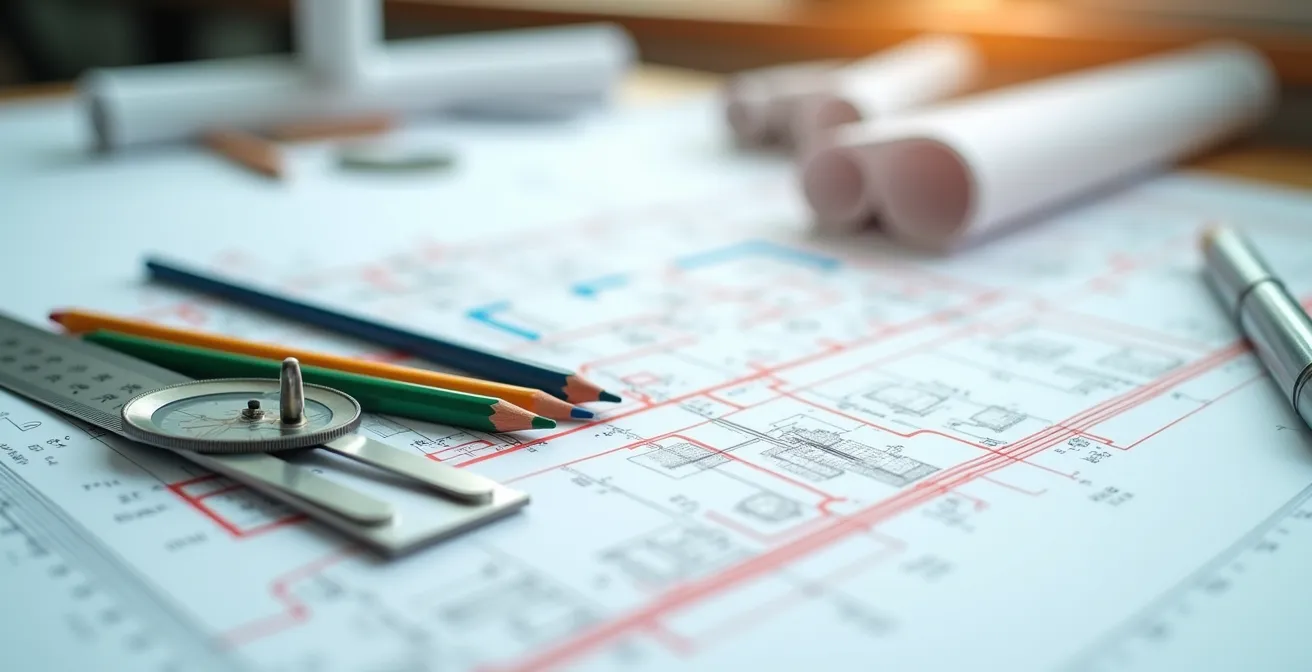 Bewegungsflussanalyse auf einem Wohnungsgrundriss mit farbigen Wegen