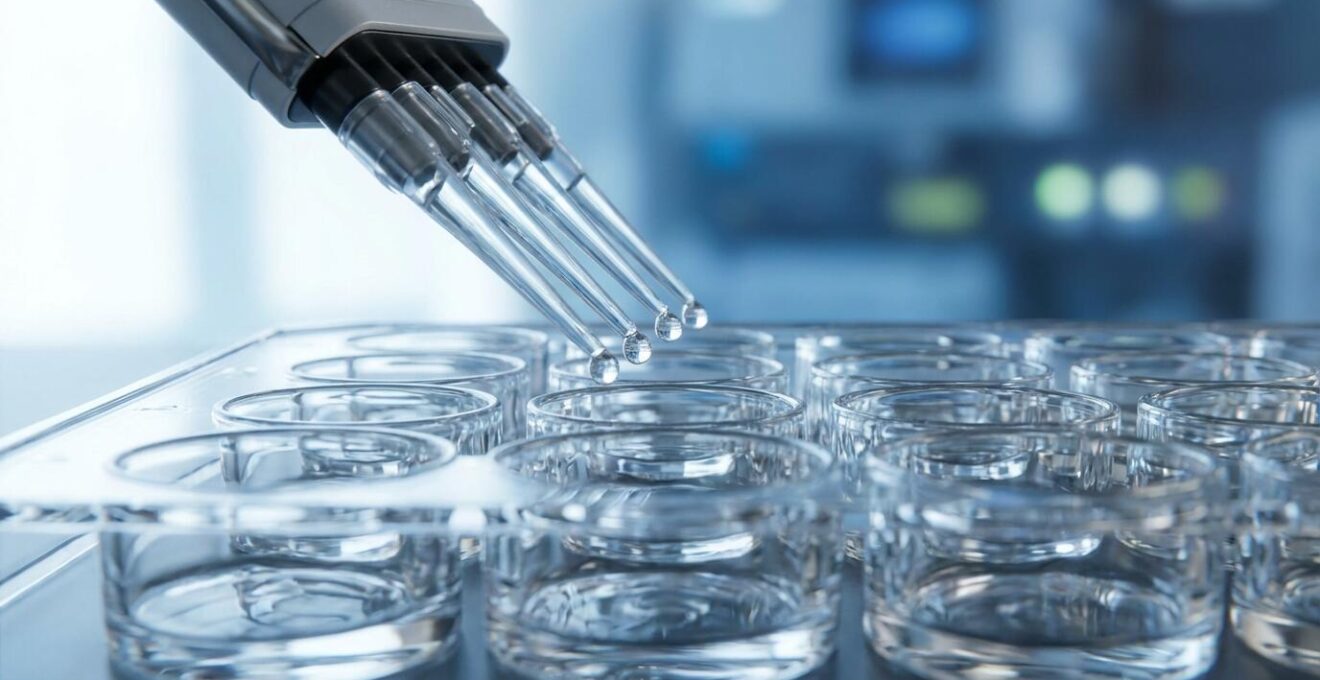 Makroaufnahme von Laborequipment bei der Genomsequenzierung