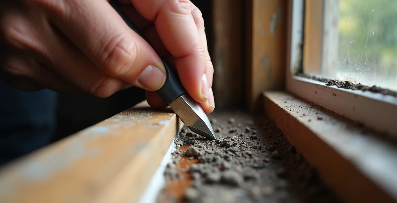 Detailaufnahme von Fensteroptimierung und Dichtungserneuerung