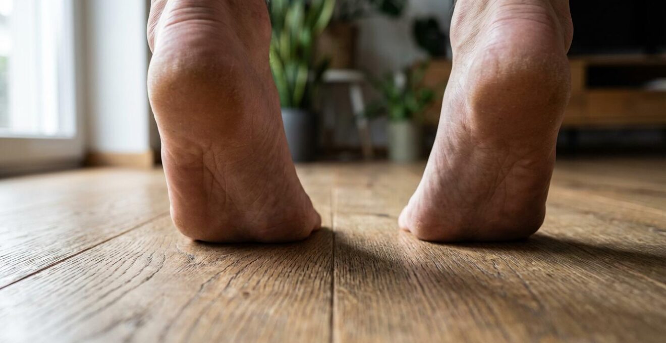 Person praktiziert Bodenkontakt-Technik für emotionale Erdung