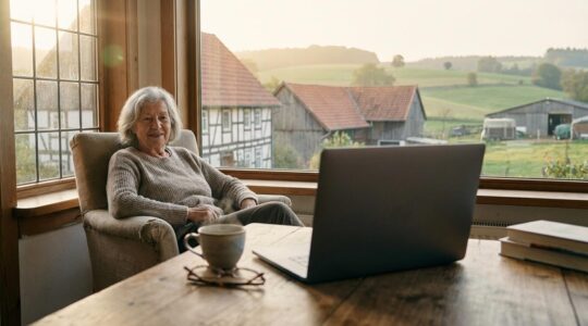 Patient im ländlichen Raum während einer Videosprechstunde mit Facharzt