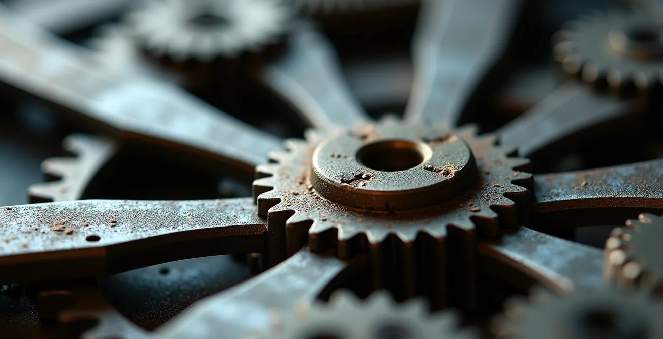 Makroaufnahme eines Produktionsengpasses in deutscher Werkstatt