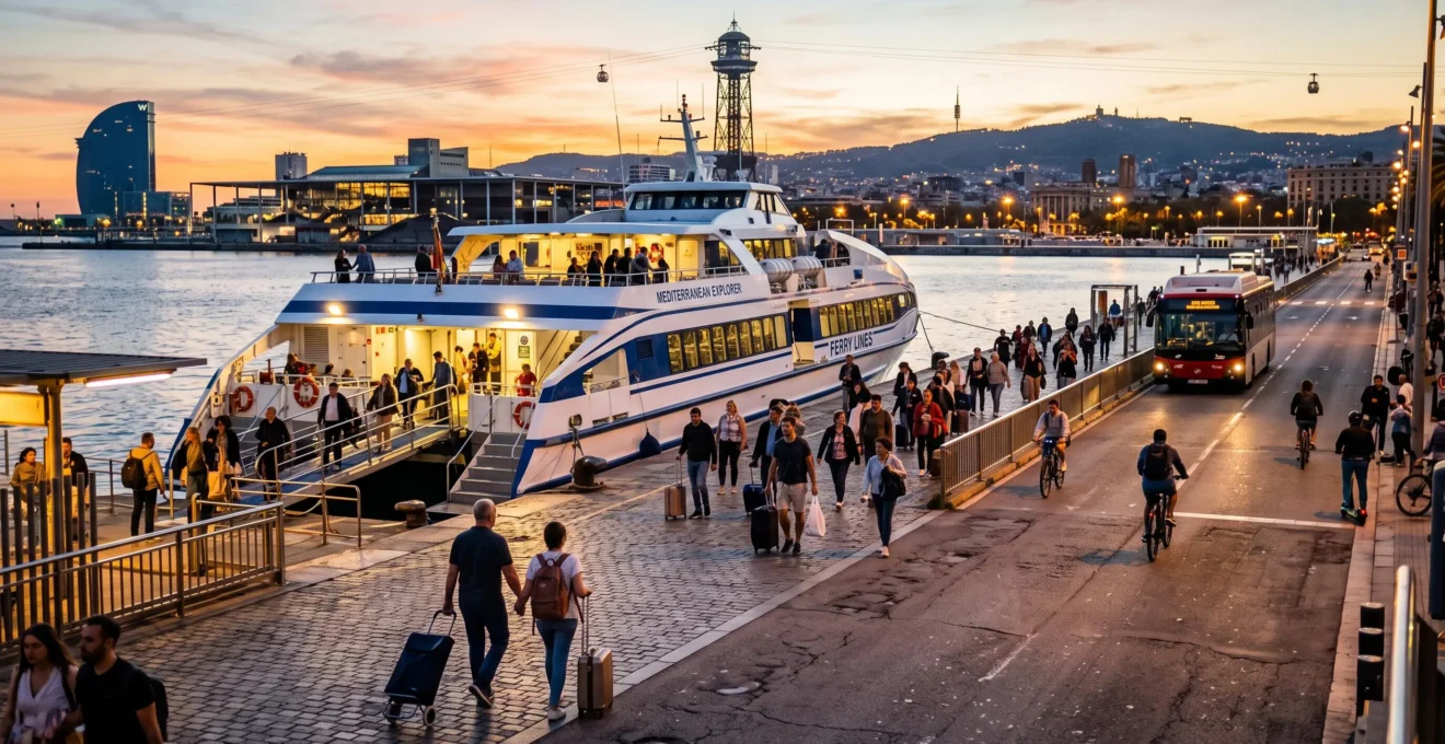 Fähre auf dem Mittelmeer als Symbol für eine Reise zu den Balearen ohne Flugzeug